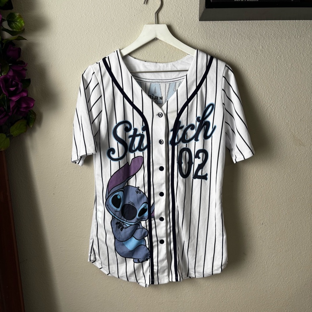 DISNEY Stitch Baseball Jersey Women’s Size Medium 8/10